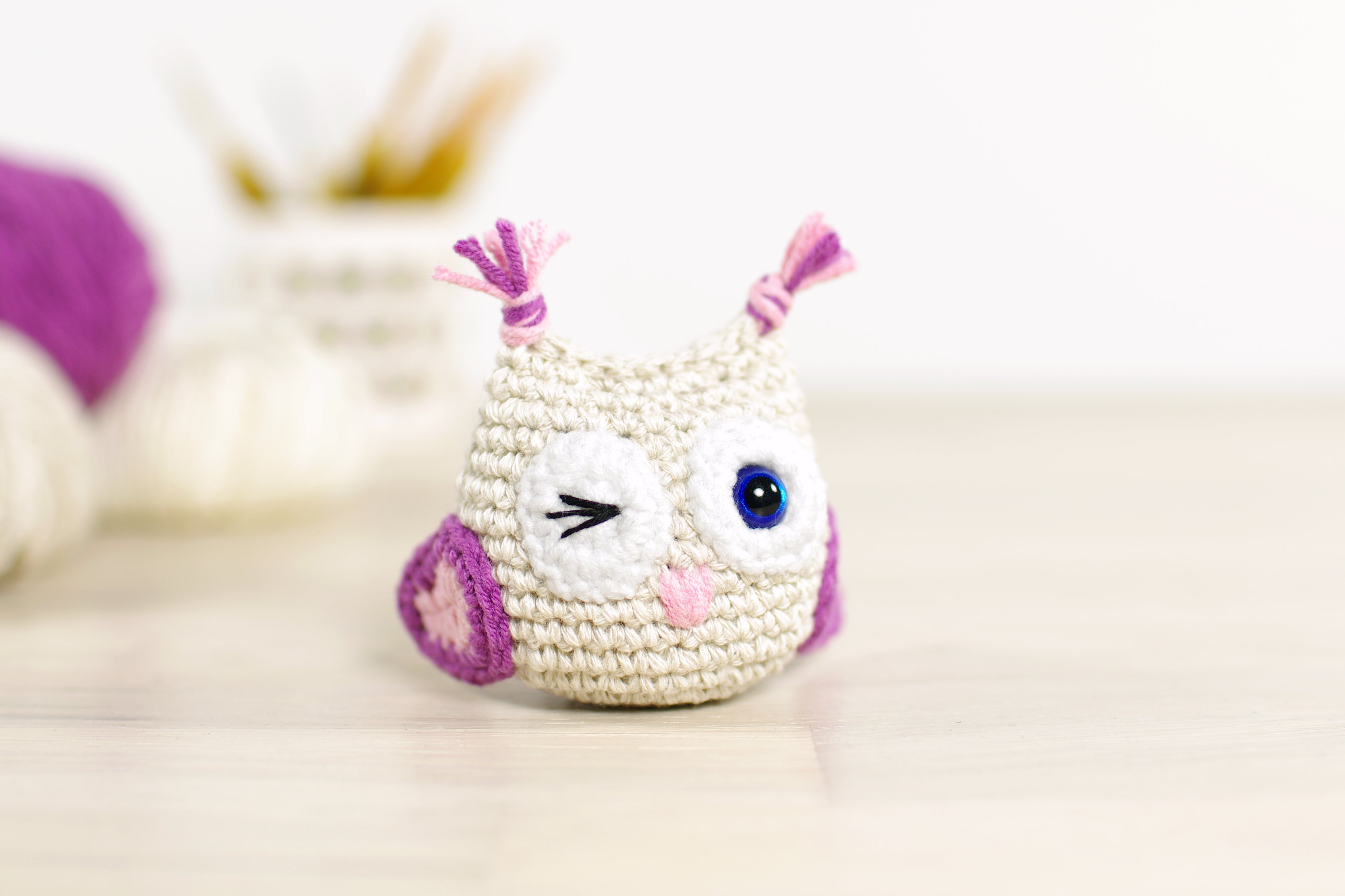Crochet owl keychain free pattern