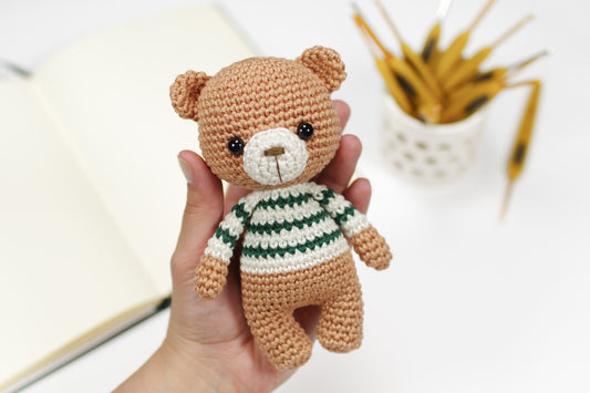 Little Teddy Bear in a Stripy Sweater