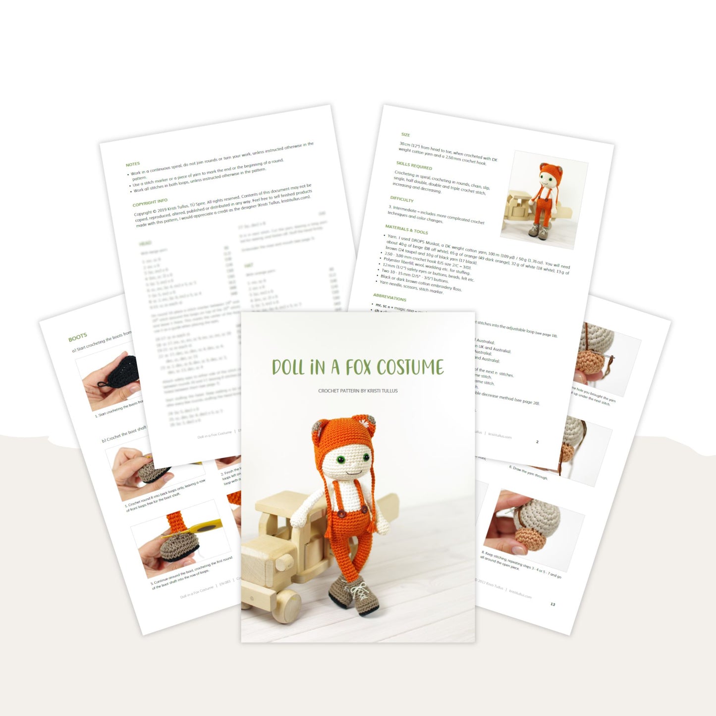 Crochet Pattern - Doll in a Fox Costume