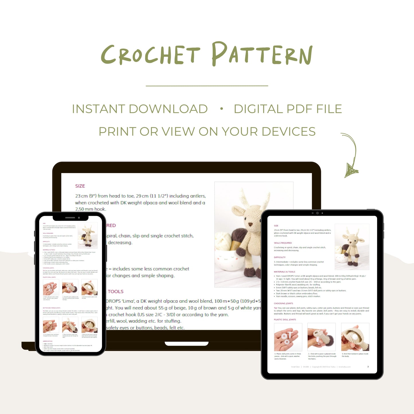 Crochet Pattern - Small Deer