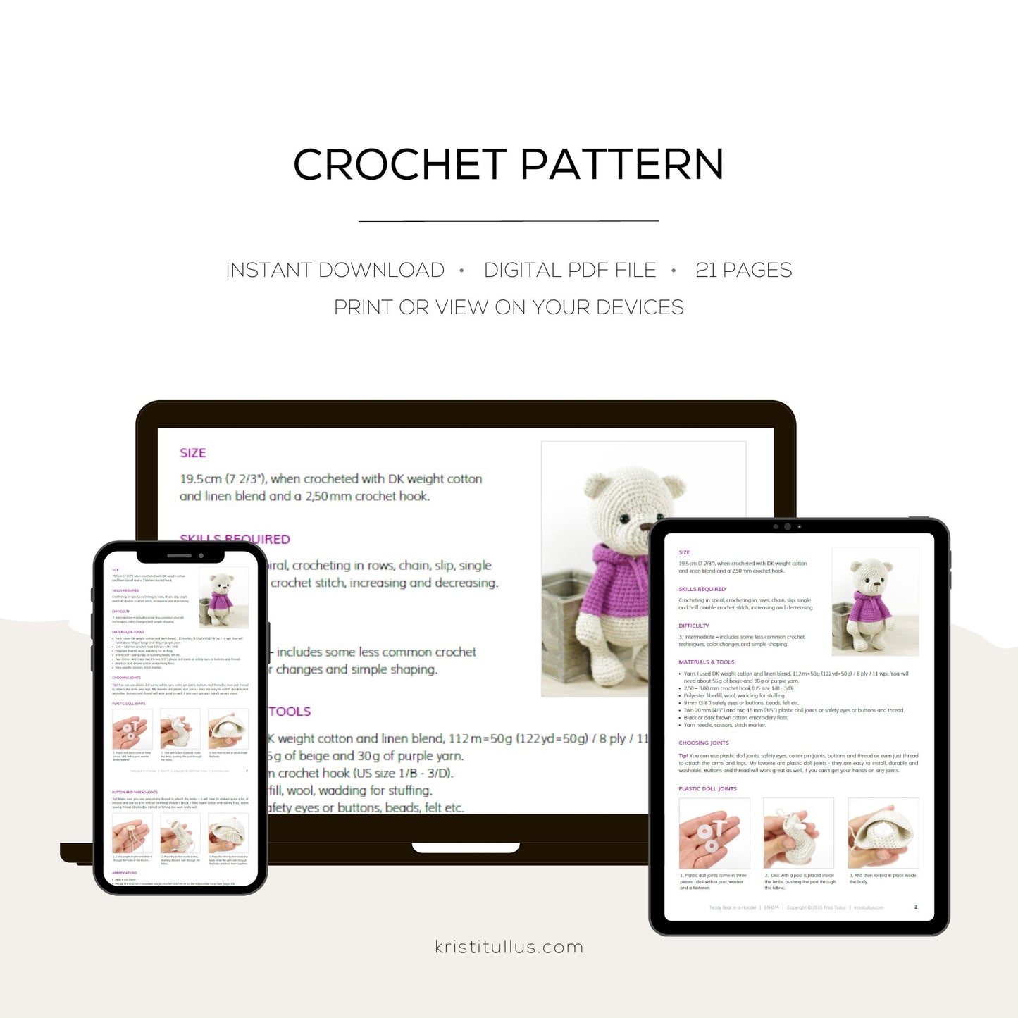 PATTERN: Teddy Bear in a Hoodie