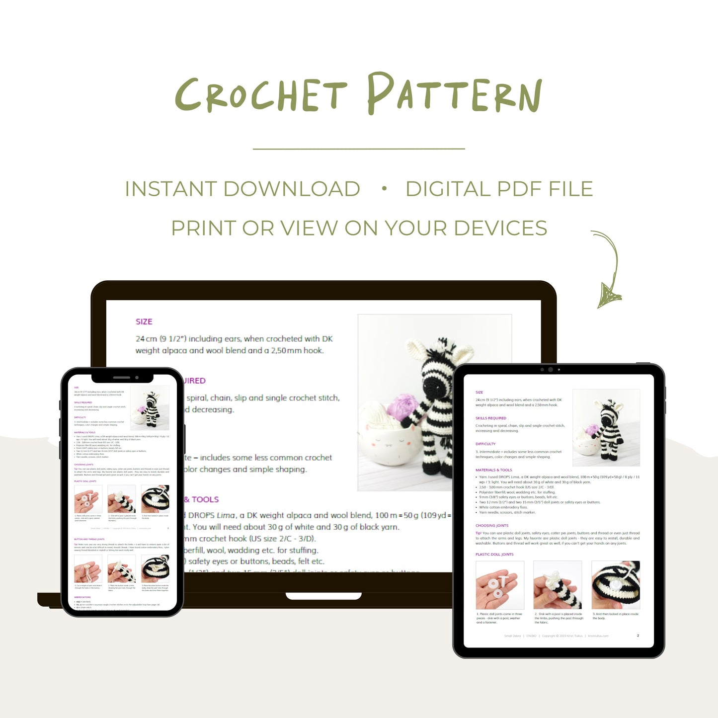 Crochet Pattern - Small Zebra