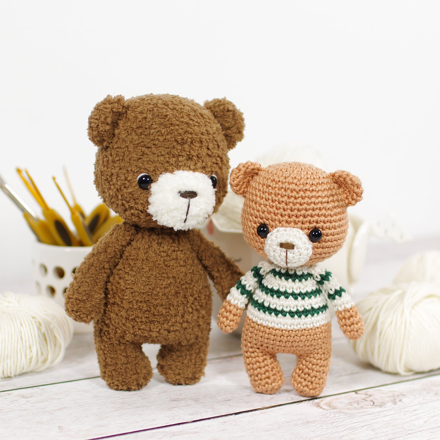 Crochet Pattern - Little Teddy Bear in a Stripy Sweater