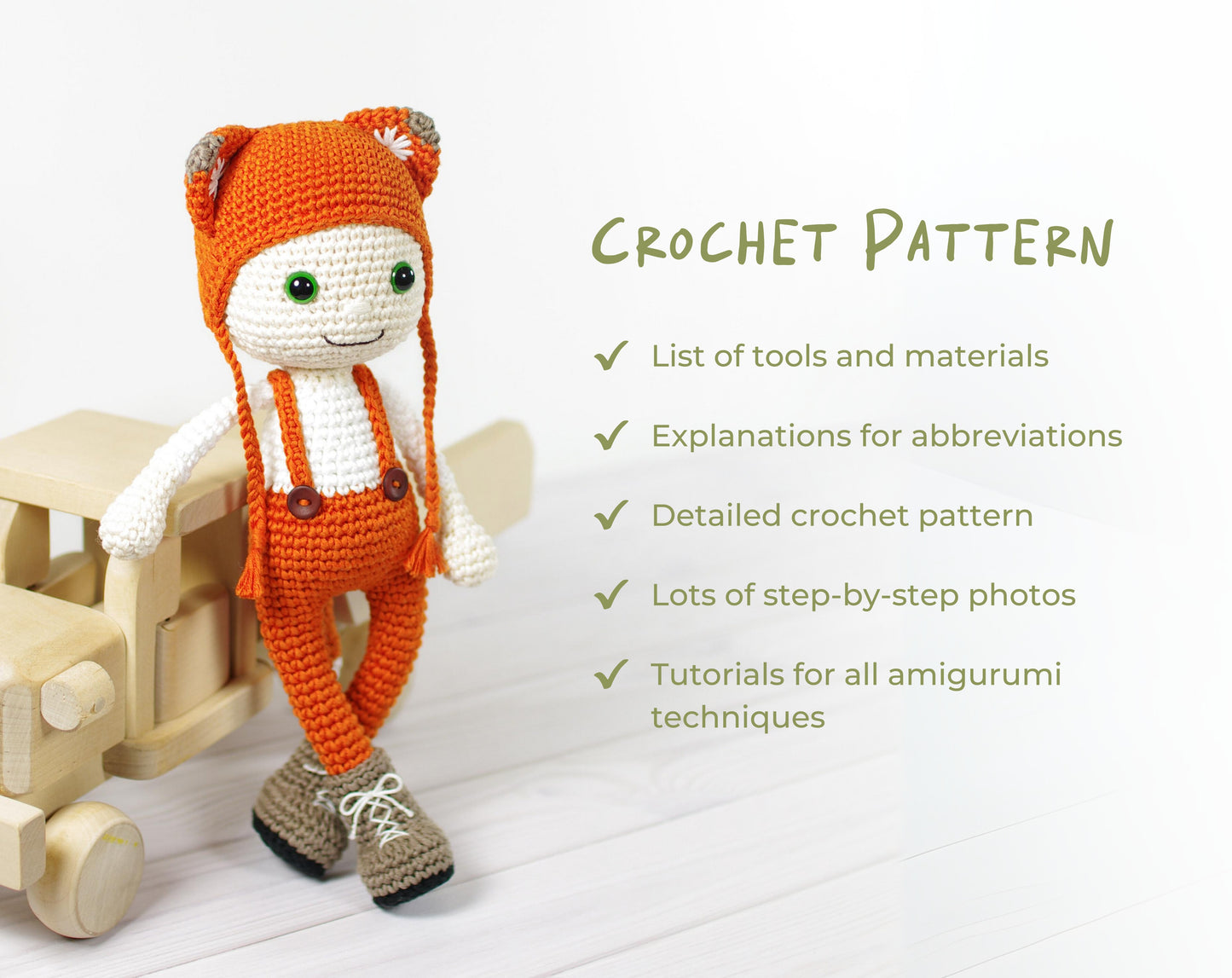 Crochet Pattern - Doll in a Fox Costume
