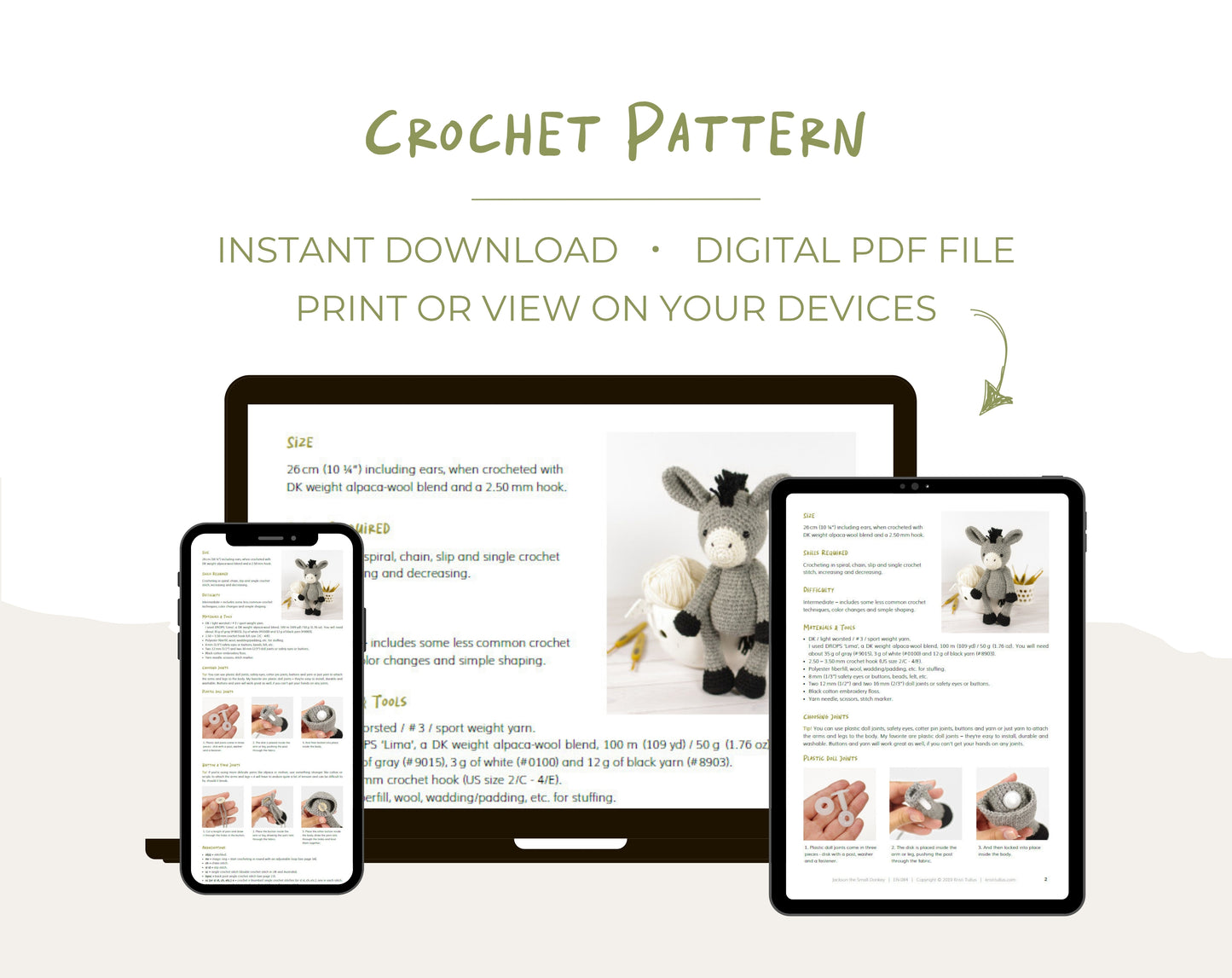 Crochet Pattern - Jackson the Small Donkey