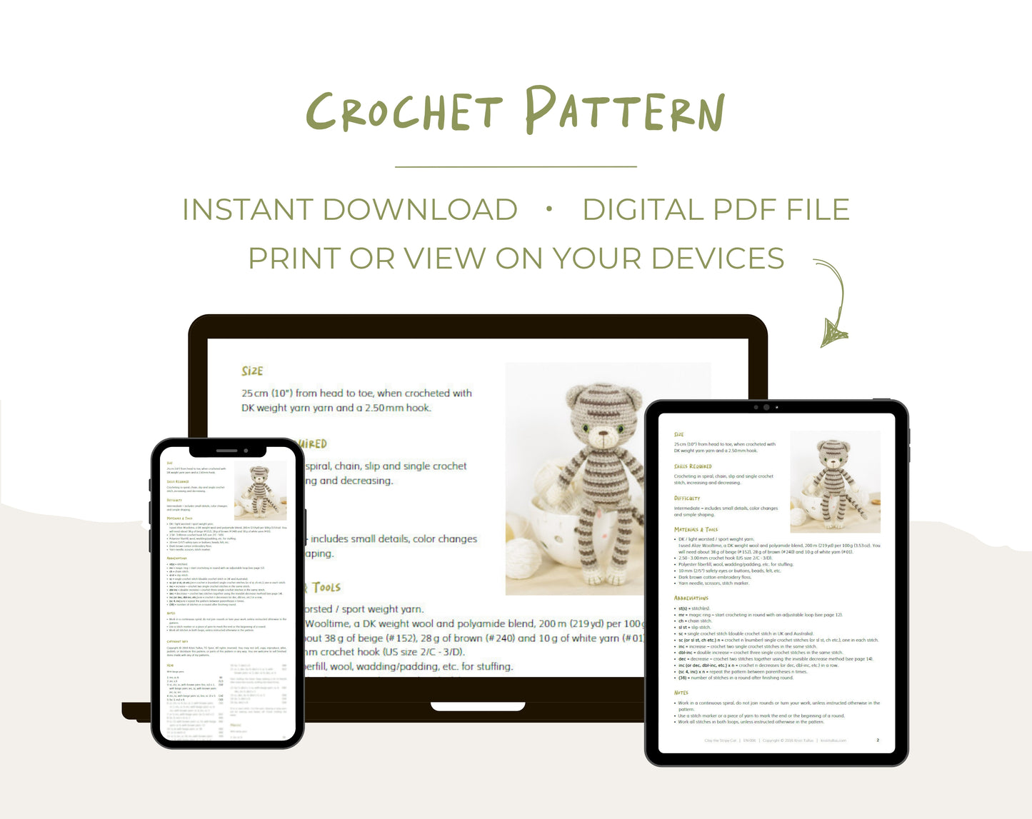 Crochet Pattern - Clay the Stripy Cat