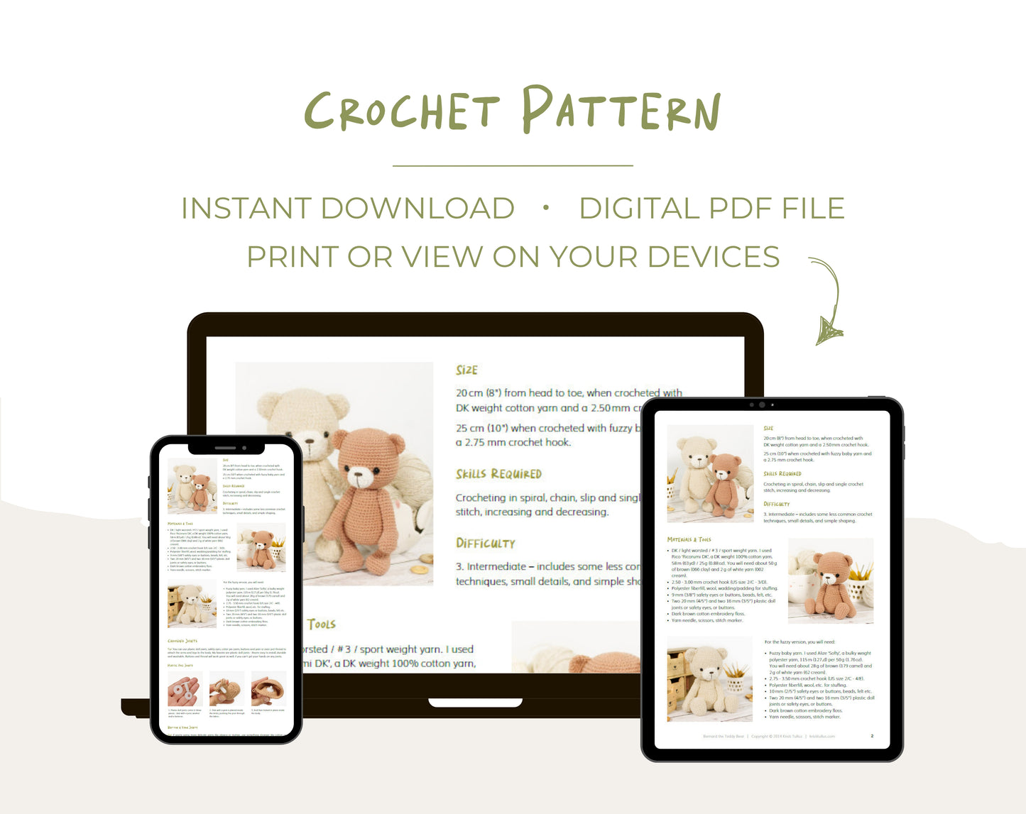 Crochet Pattern - Bernard the Teddy Bear