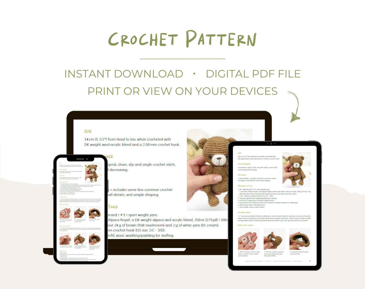 Crochet Pattern - Edward the Small Teddy Bear