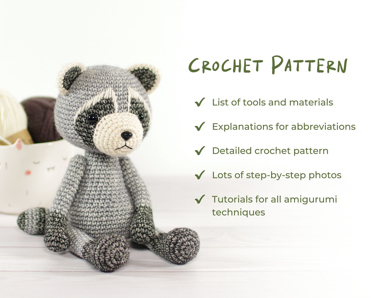 Crochet Pattern - Pebbles the Raccoon