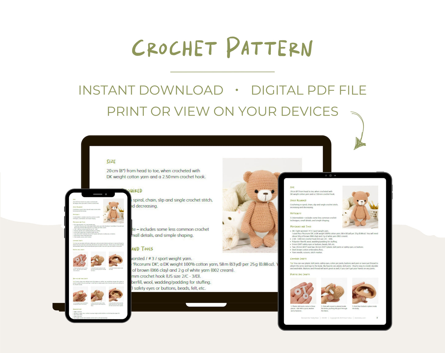 Crochet Pattern - Bernard the Teddy Bear