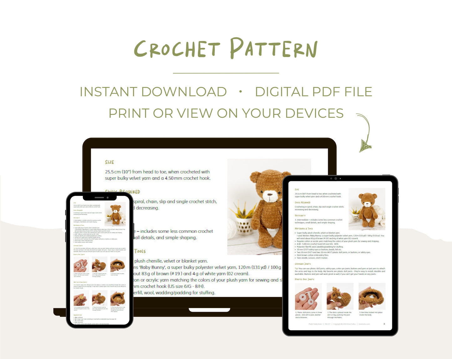 Crochet Pattern - Plush Teddy Bear