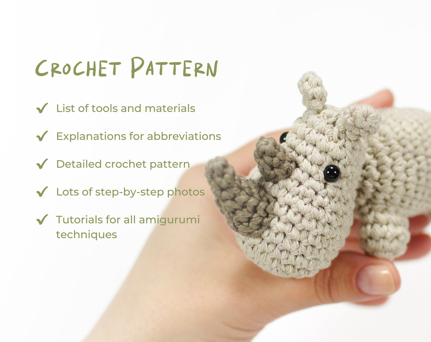 Crochet Pattern - Small Rhino
