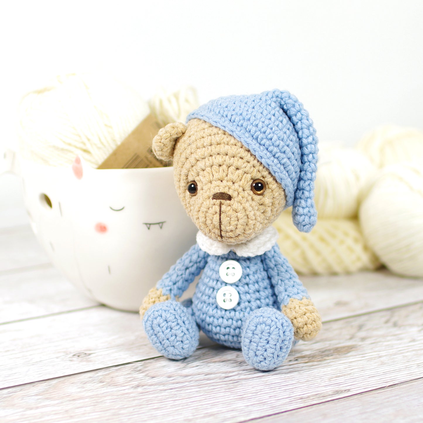 Crochet Pattern - Small Teddy Bear in Pajamas