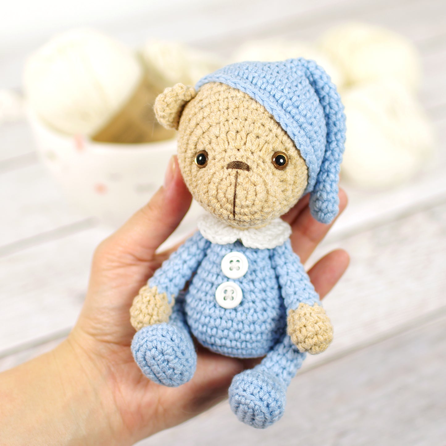 Crochet Pattern - Small Teddy Bear in Pajamas