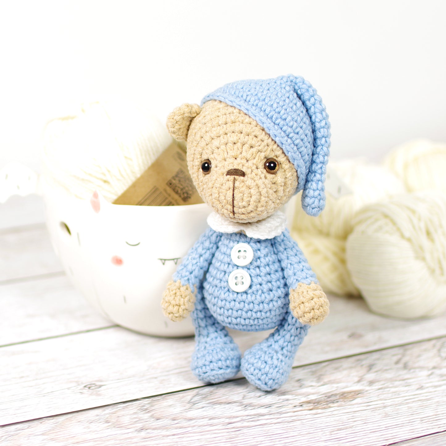Crochet Pattern - Small Teddy Bear in Pajamas