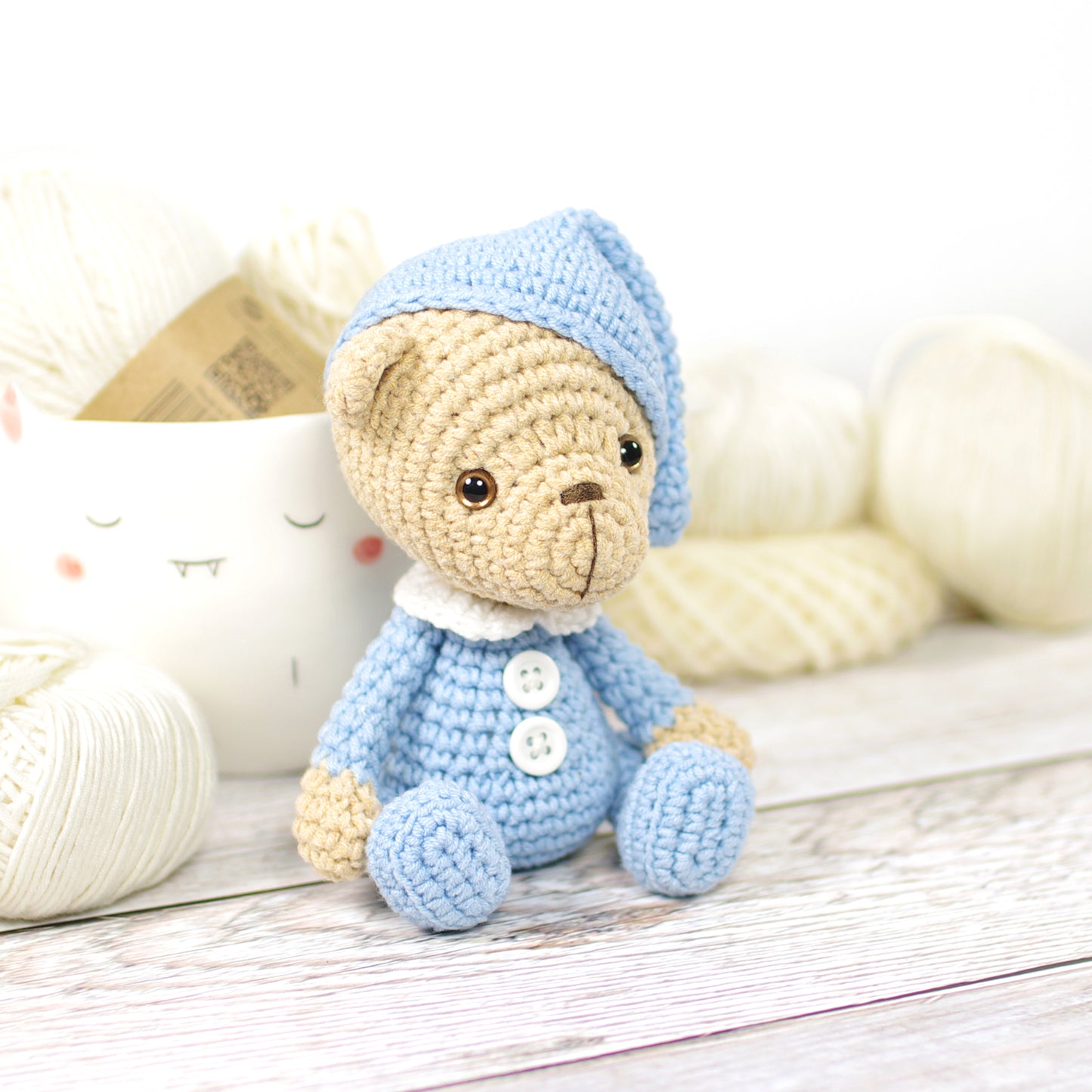 Amigurumi teddy bear in pajamas