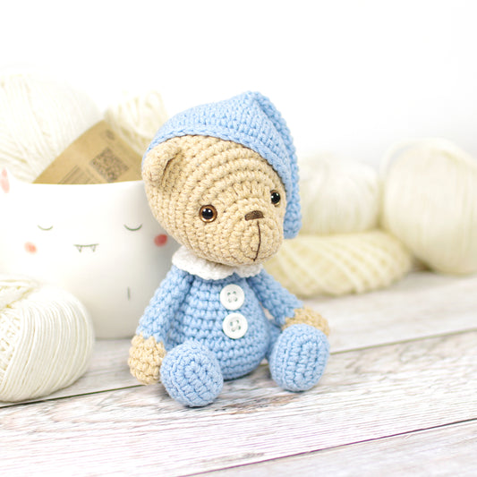 Amigurumi teddy bear in pajamas