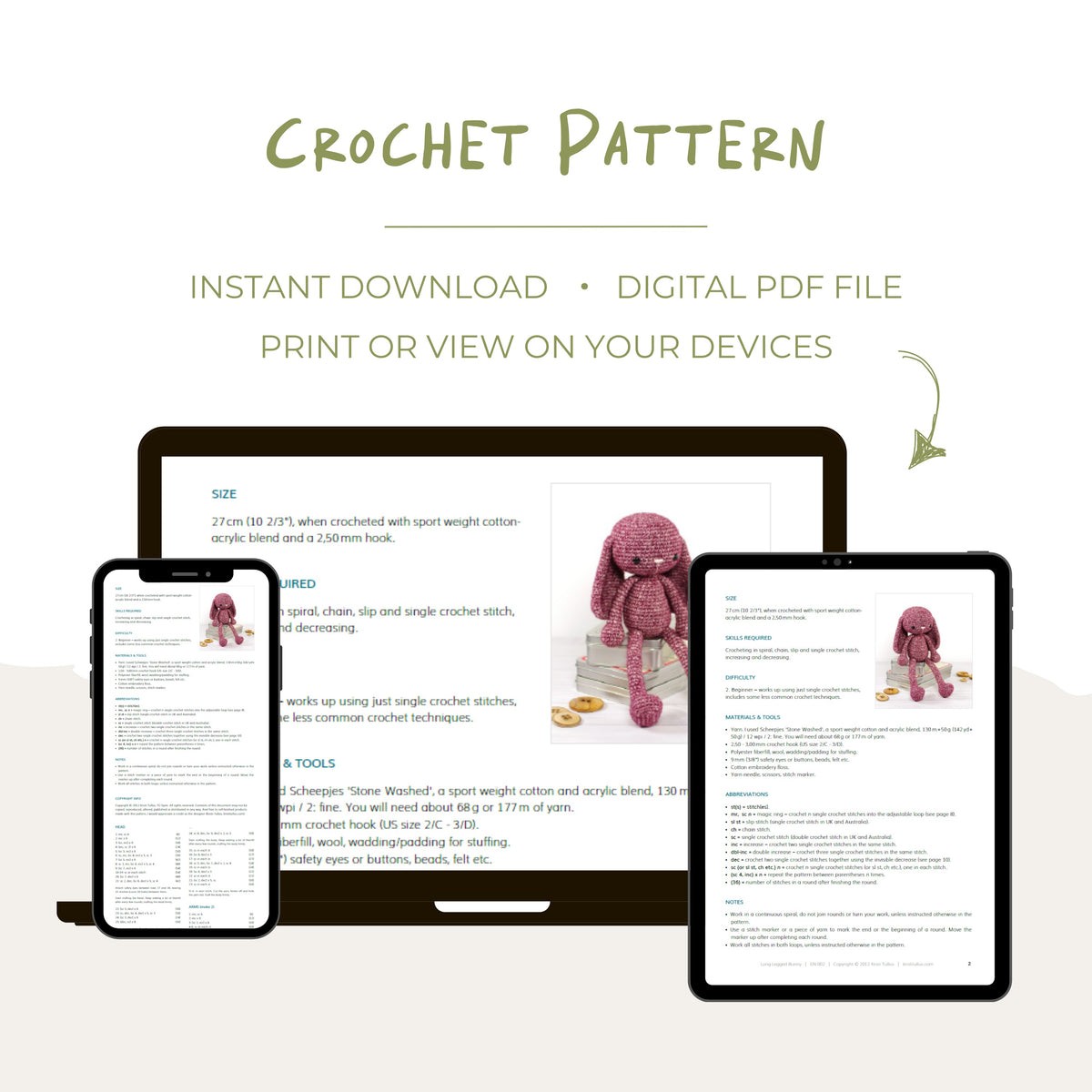 Crochet Pattern - Long-Legged Bunny – Kristi Tullus