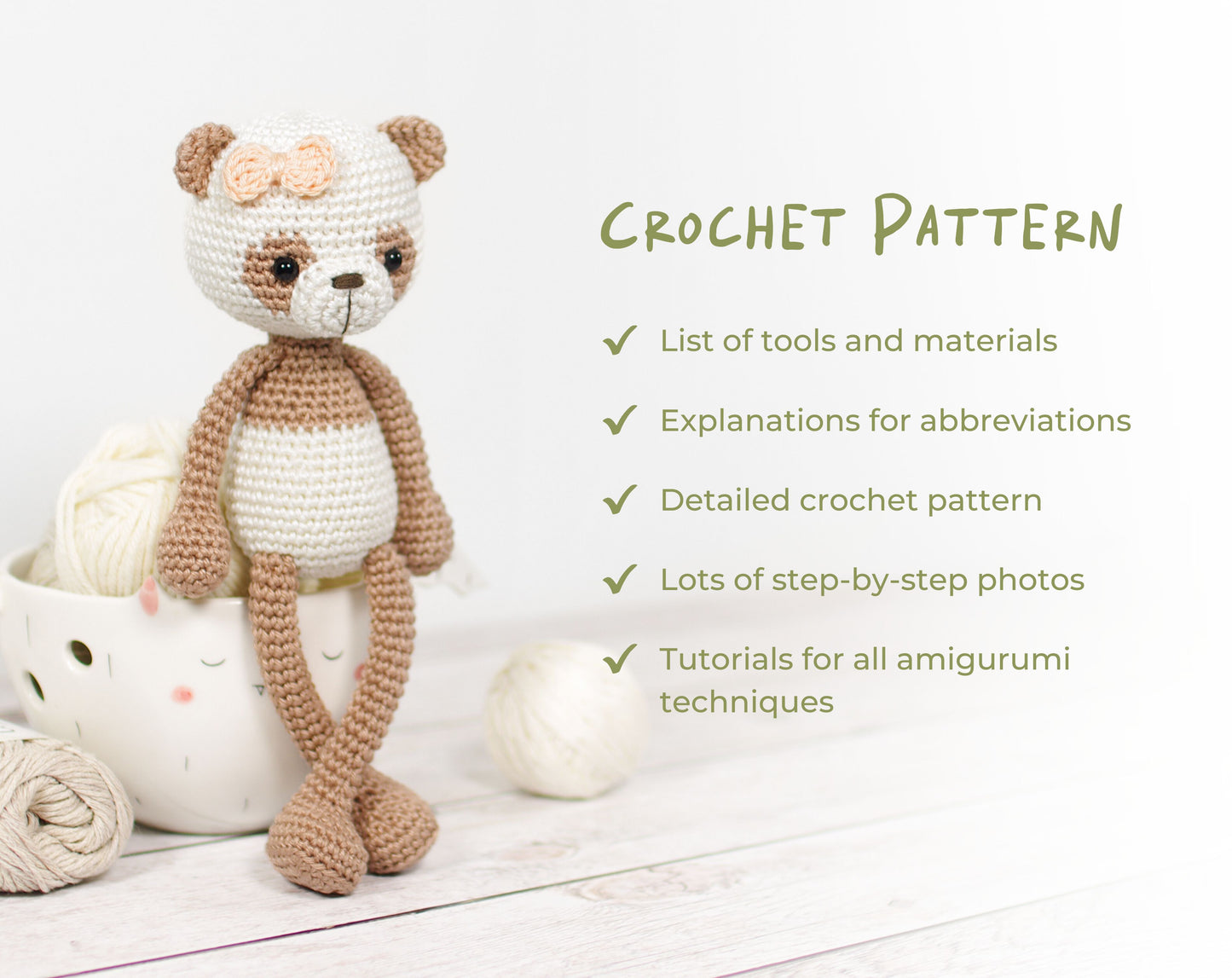 Crochet Pattern - Gracie the Panda Bear