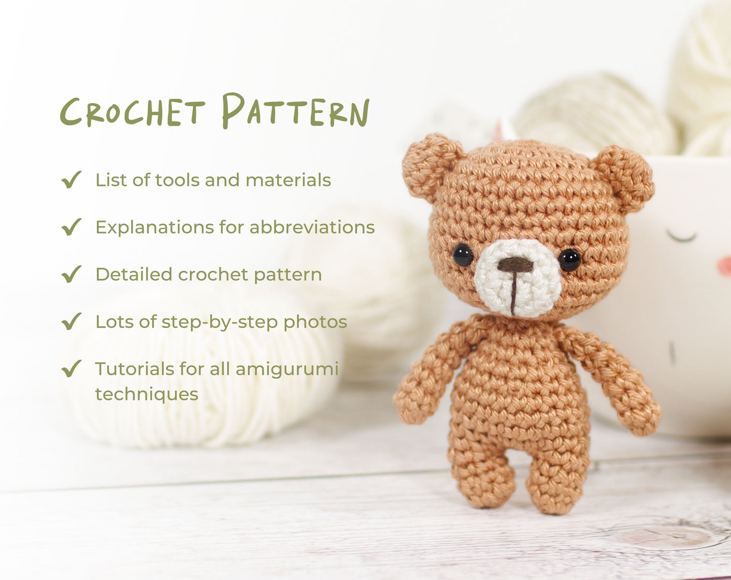 Crochet Pattern - Oliver the Tiny Teddy Bear