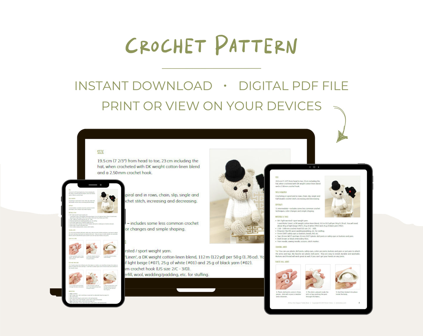 Crochet Pattern -  Arthur the Dapper Teddy Bear