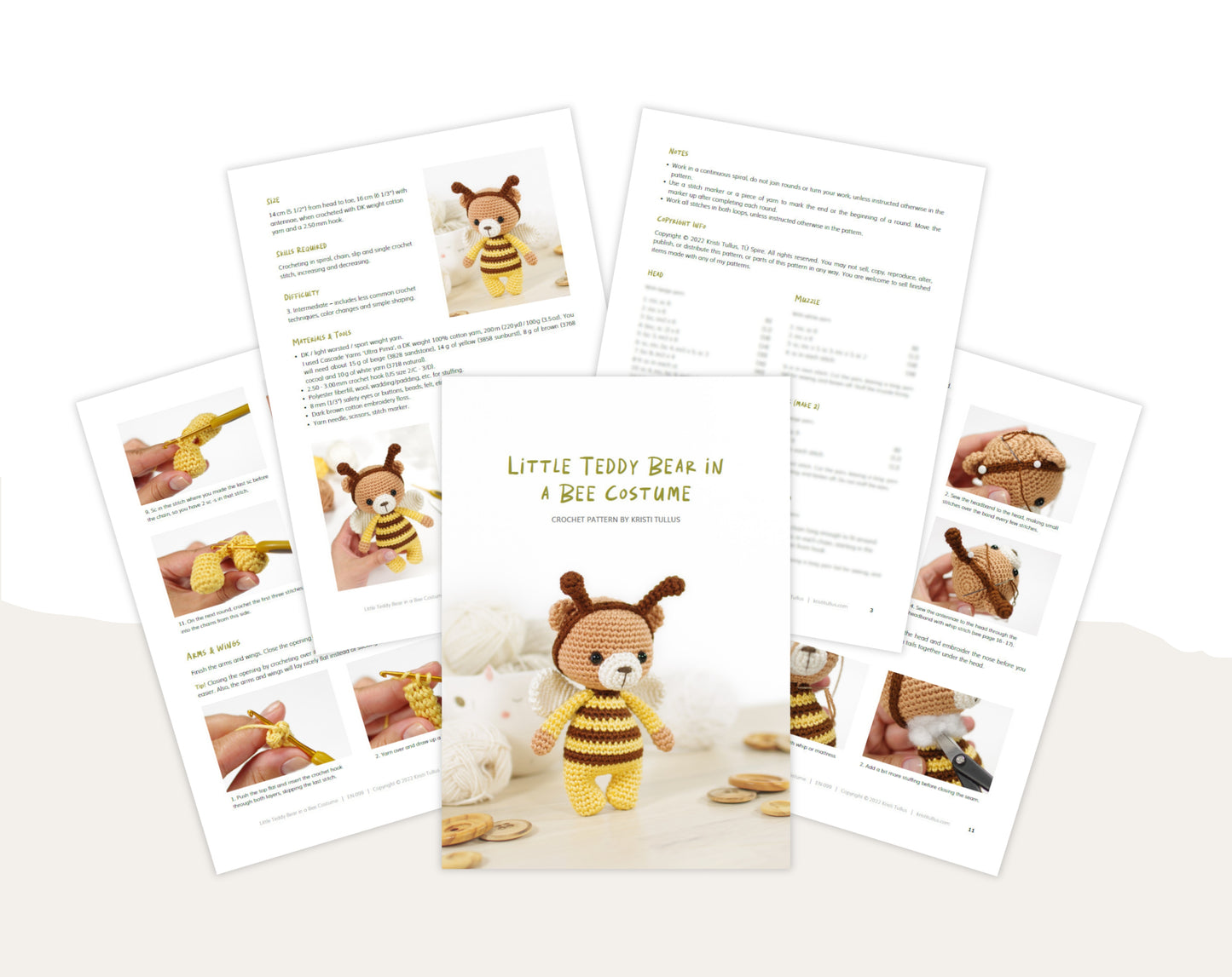 Crochet Pattern - Little Teddy Bear in a Bee Costume