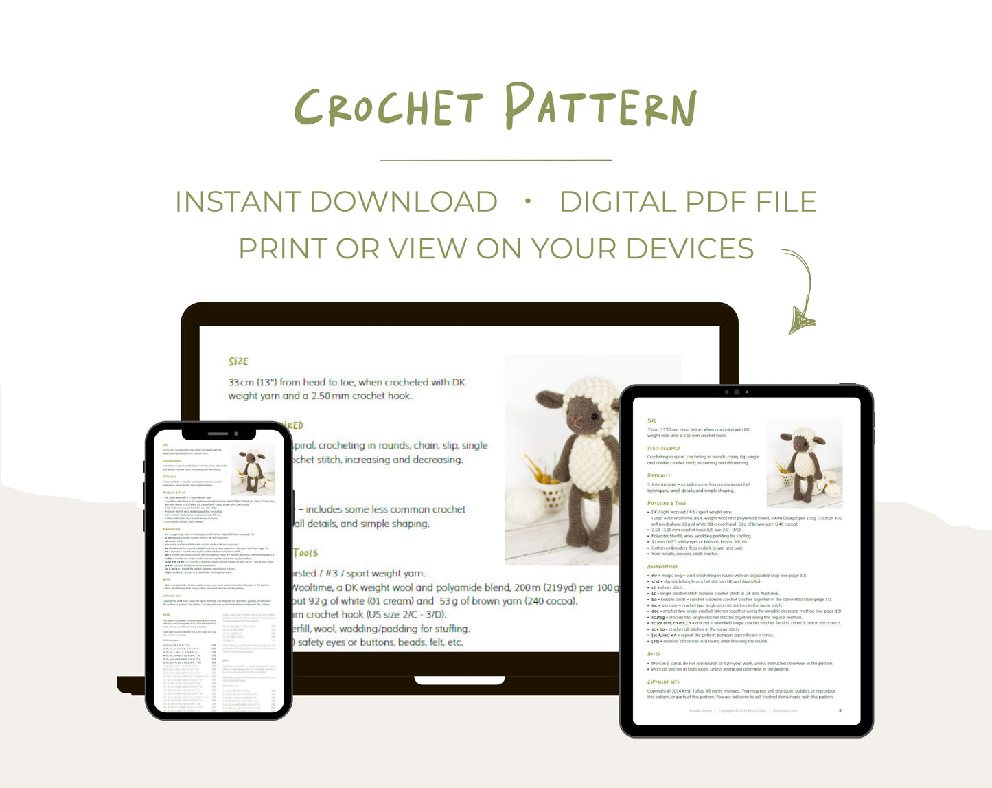 Crochet Pattern - Bobble Sheep