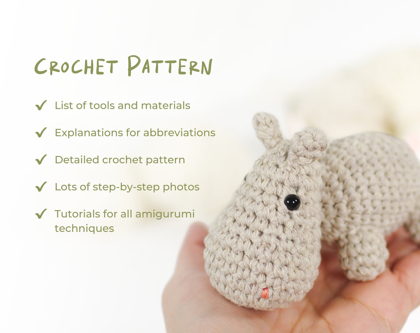 Crochet Pattern - Small Hippo