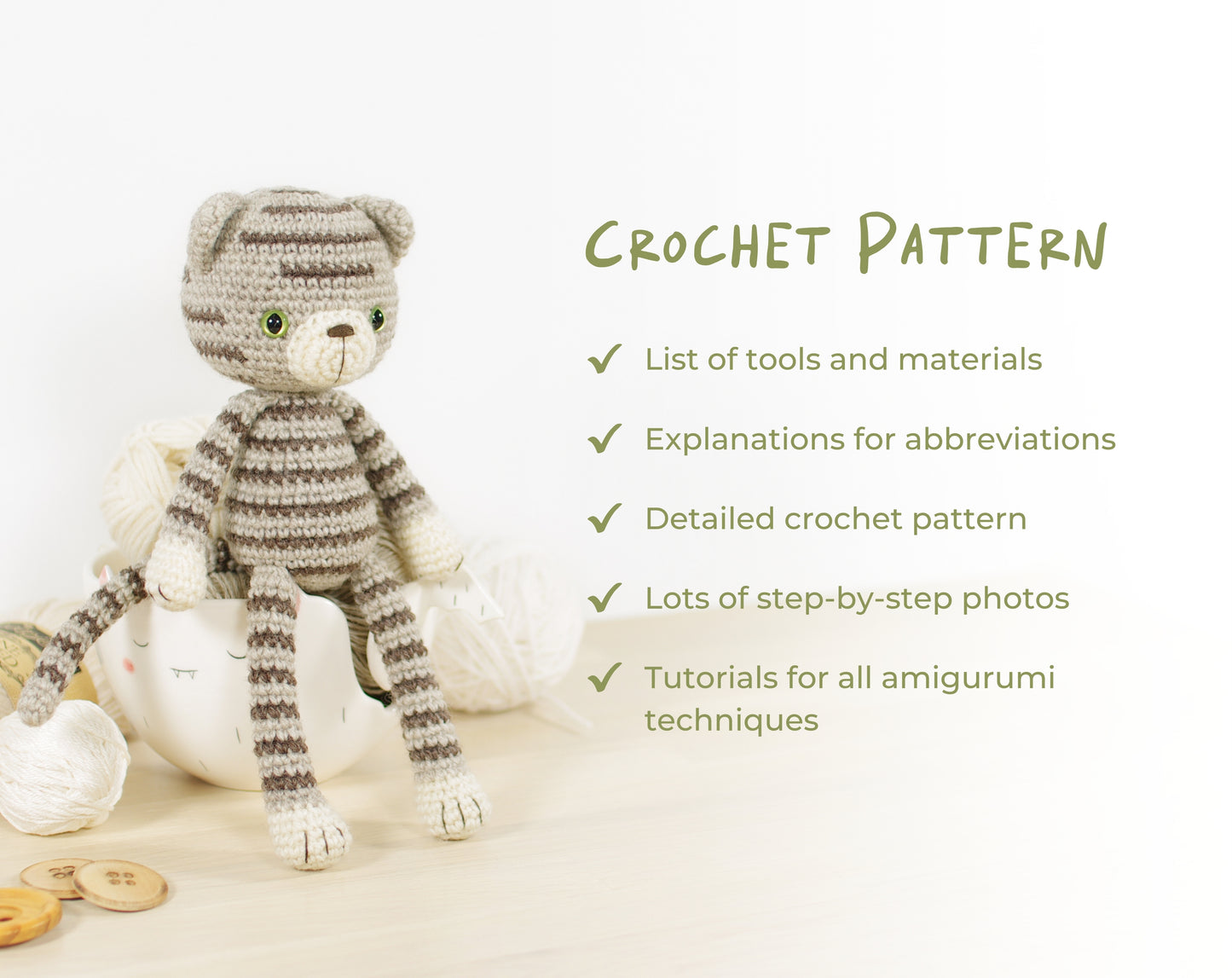 Crochet Pattern - Clay the Stripy Cat