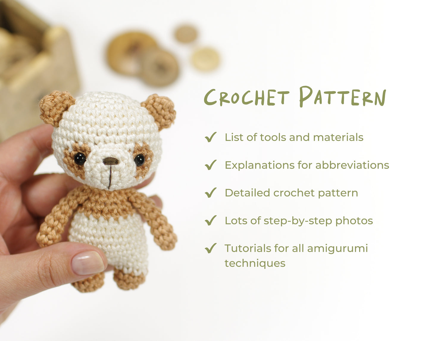 Crochet Pattern - Charlie the Tiny Panda Bear