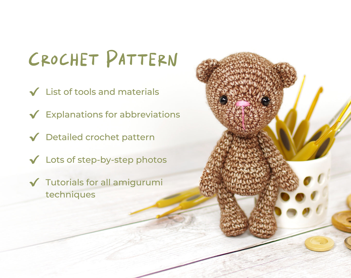 Crochet Pattern - Small Teddy Bear