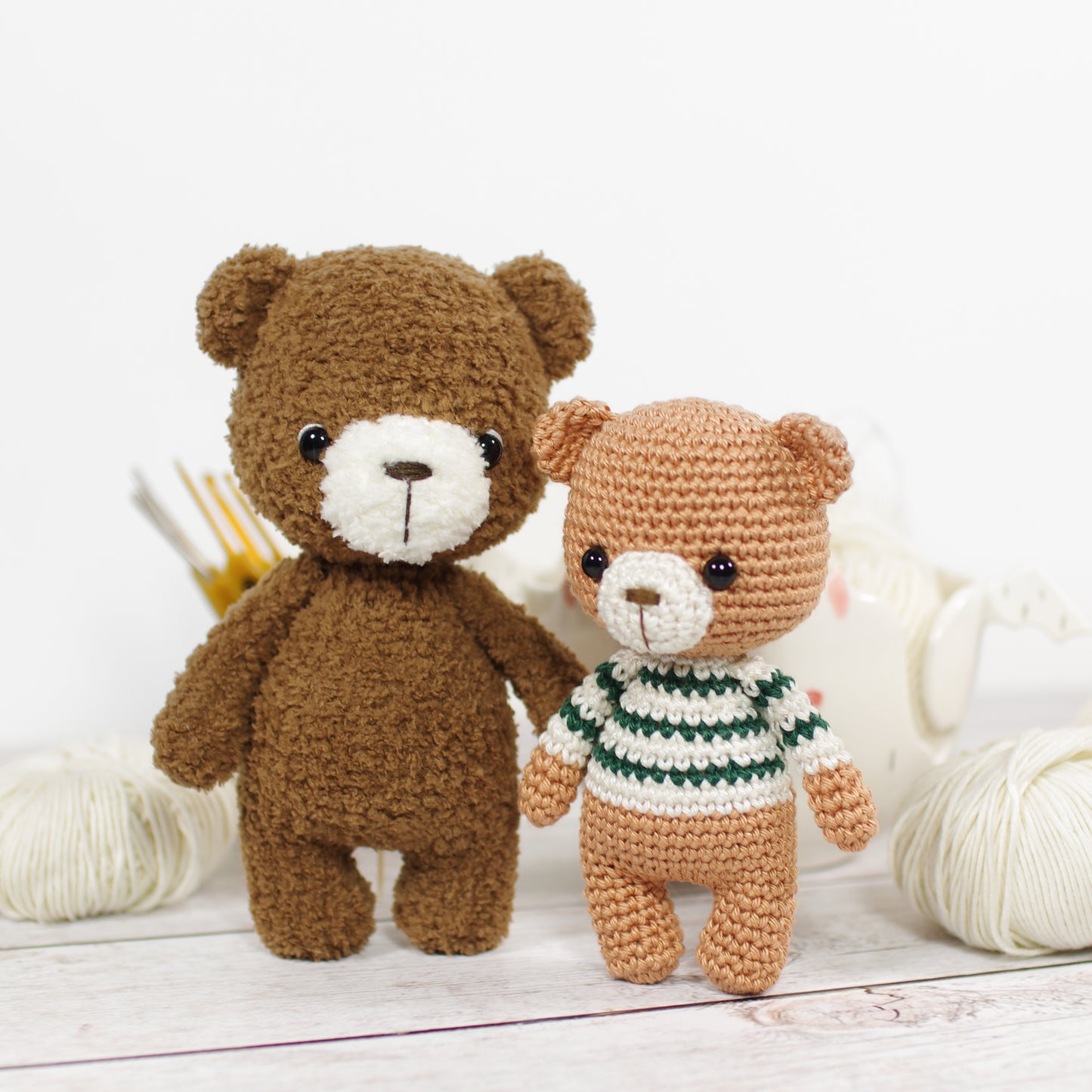 Crochet Pattern - Little Teddy Bear in a Stripy Sweater