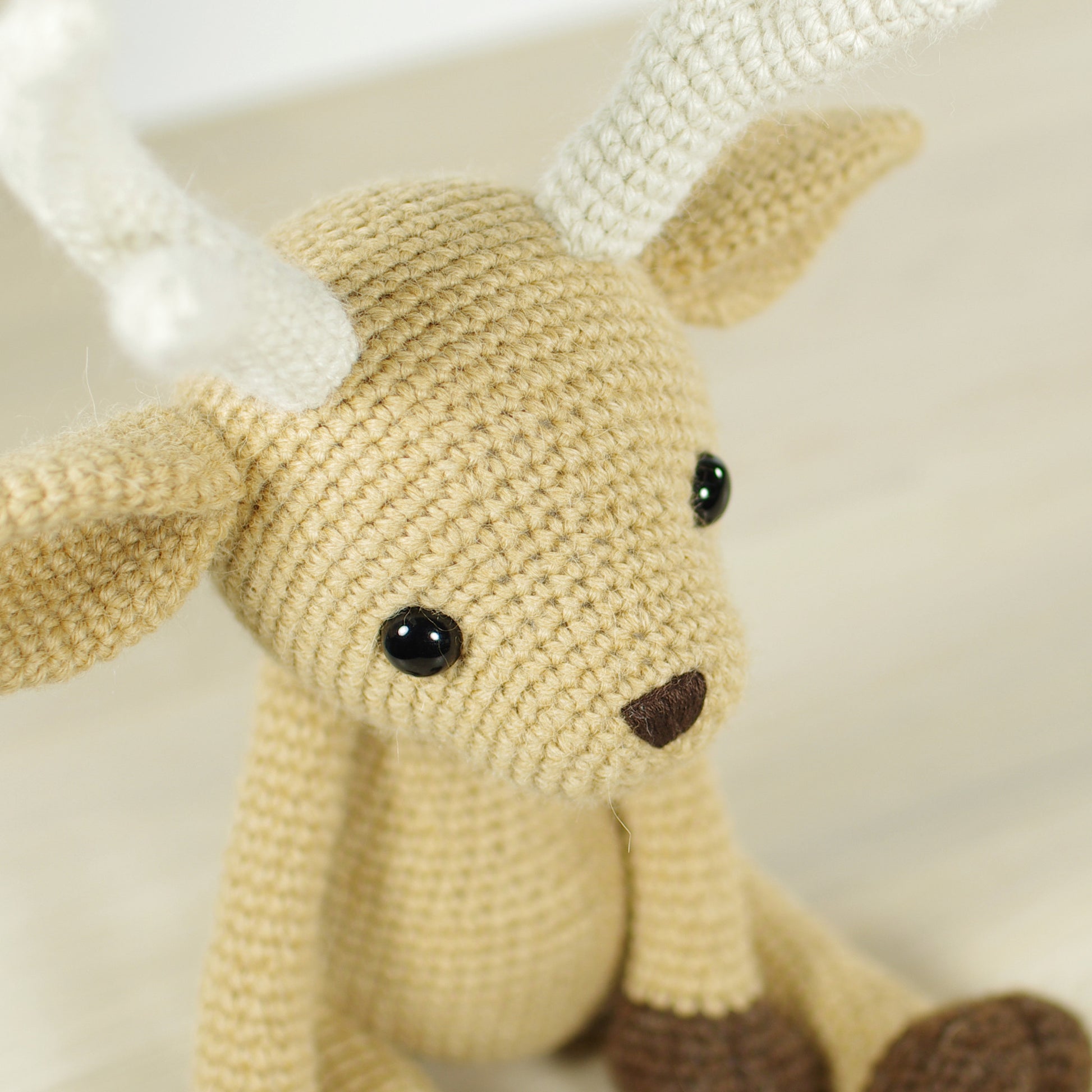 Black Goat Crochet Plush With Red Button Eyes 
